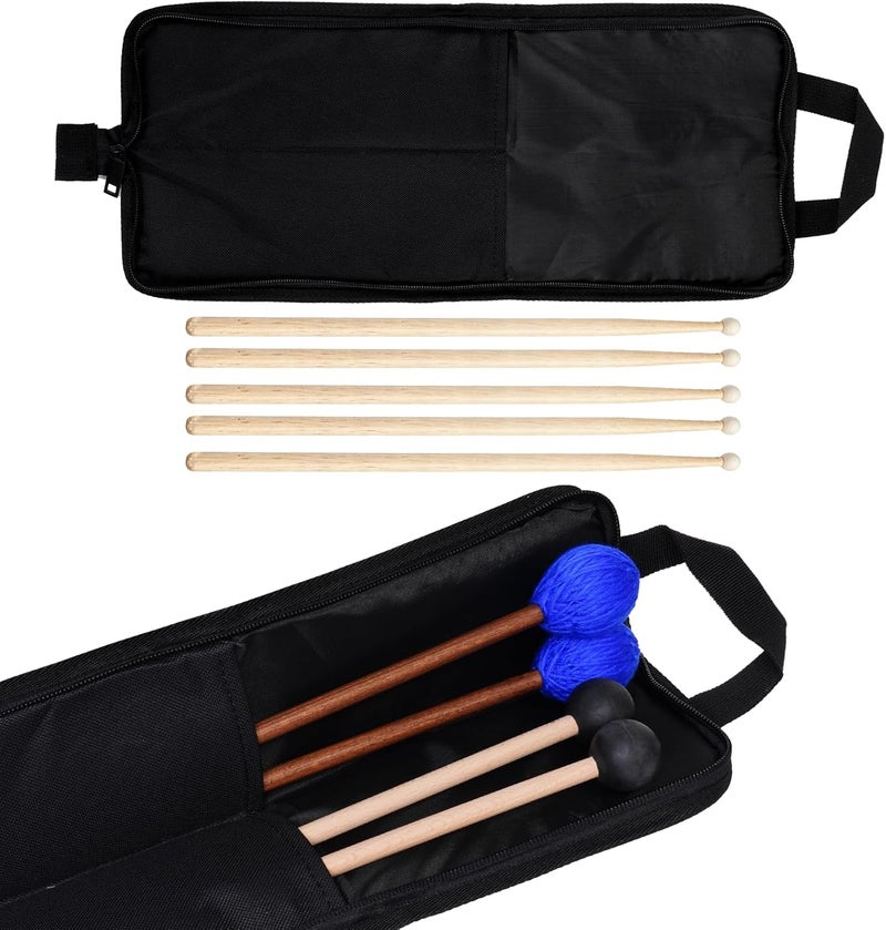 Yolyoo Portable Drumstick Bag Hanging Percussion Storage Case with Handle Inner Hooks Secure Holder for Drum Set Mallets Sticks Essential Drum Accessory (Black) - Image 1